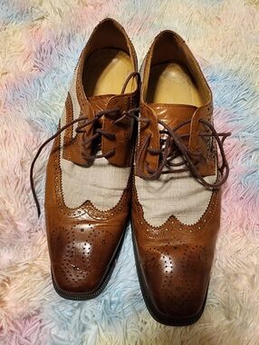 STACY ADAMS Kemper Two-Tone Brogue Derby Spectator Wingtip 12M